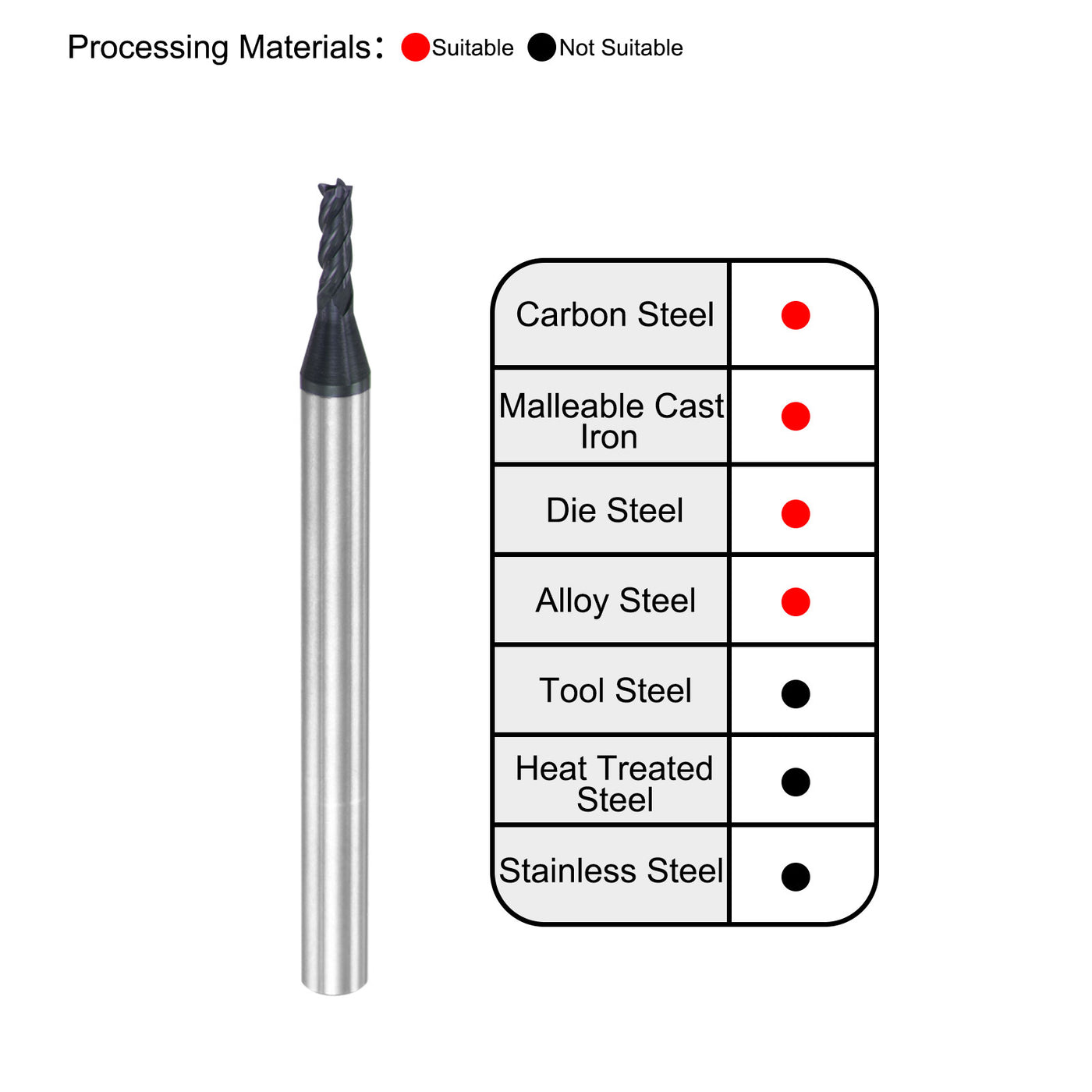 Harfington Carbide  Flute Square End Mill Milling Cutter Cutting Tool