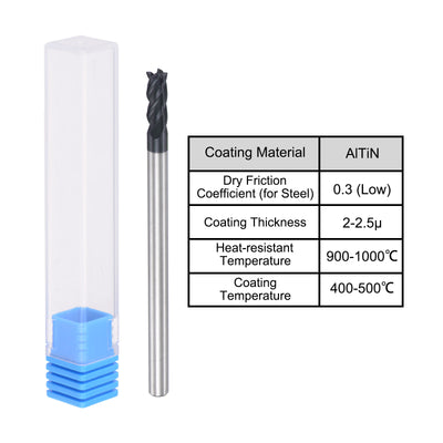 Harfington Carbide  Flute Square End Mill Milling Cutter Cutting Tool