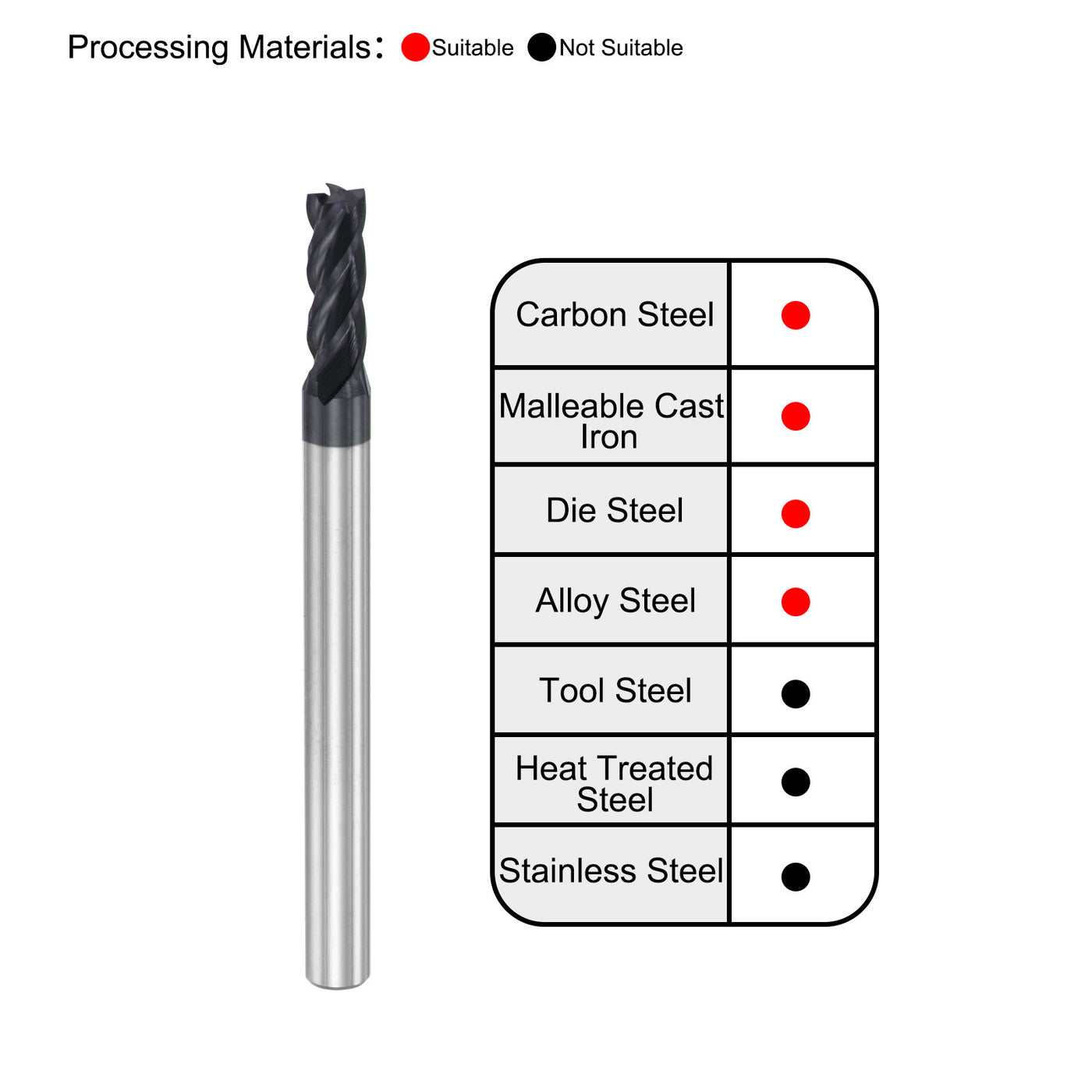 Harfington Carbide  Flute Square End Mill Milling Cutter Cutting Tool
