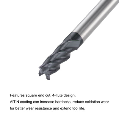 Harfington Carbide  Flute Square End Mill Milling Cutter Cutting Tool