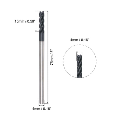 Harfington Carbide  Flute Square End Mill Milling Cutter Cutting Tool