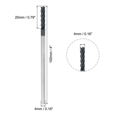 Harfington Carbide  Flute Square End Mill Milling Cutter Cutting Tool