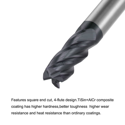 Harfington Carbide  Flute Square End Mill Milling Cutter Cutting Tool