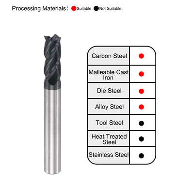 Harfington Carbide  Flute Square End Mill Milling Cutter Cutting Tool