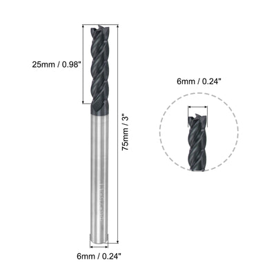 Harfington Carbide  Flute Square End Mill Milling Cutter Cutting Tool