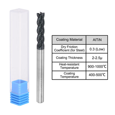 Harfington Carbide  Flute Square End Mill Milling Cutter Cutting Tool