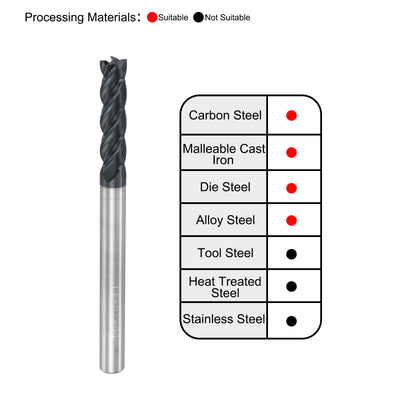 Harfington Carbide  Flute Square End Mill Milling Cutter Cutting Tool