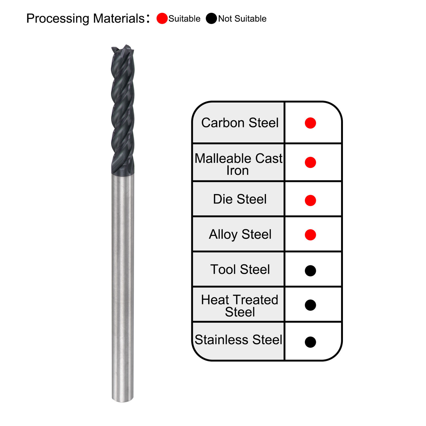 Harfington Carbide  Flute Square End Mill Milling Cutter Cutting Tool