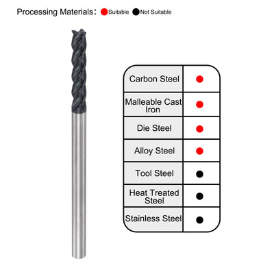 Harfington Carbide  Flute Square End Mill Milling Cutter Cutting Tool