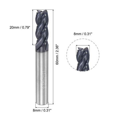 Harfington Carbide  Flute Square End Mill Milling Cutter Cutting Tool