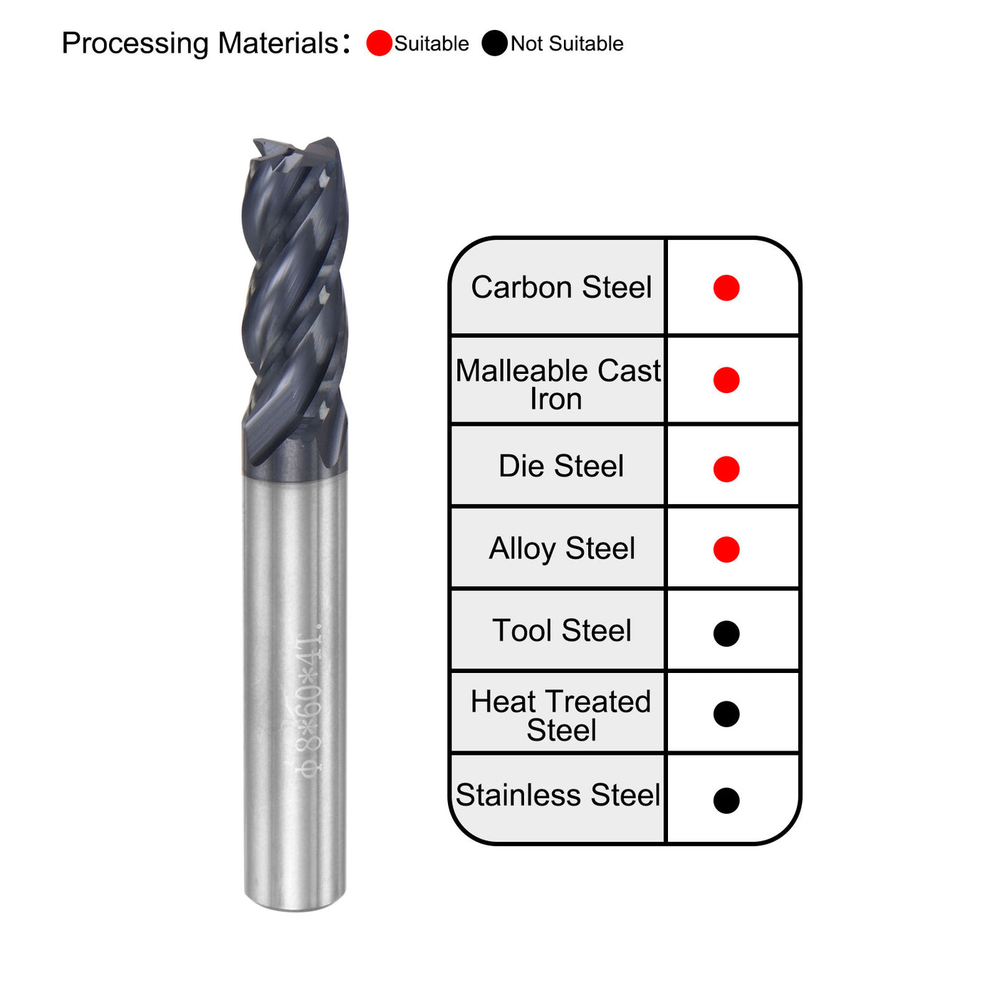 Harfington Carbide  Flute Square End Mill Milling Cutter Cutting Tool