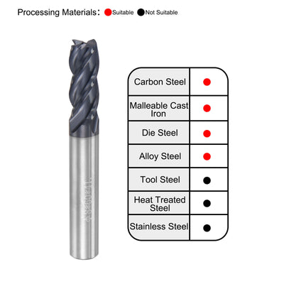 Harfington Carbide  Flute Square End Mill Milling Cutter Cutting Tool