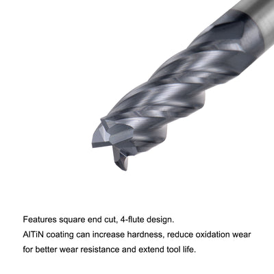 Harfington Carbide  Flute Square End Mill Milling Cutter Cutting Tool