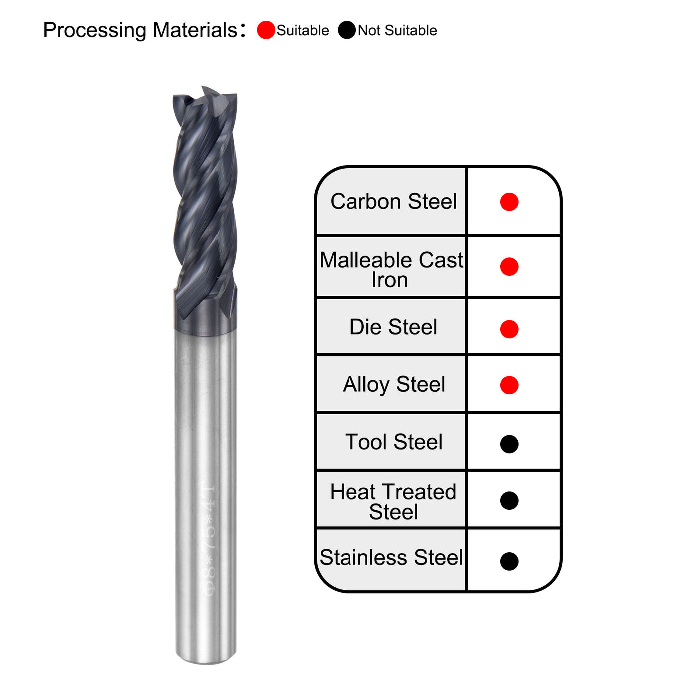 Harfington Carbide  Flute Square End Mill Milling Cutter Cutting Tool
