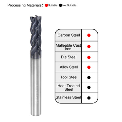 Harfington Carbide  Flute Square End Mill Milling Cutter Cutting Tool
