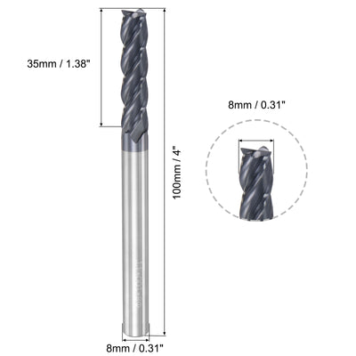 Harfington Carbide  Flute Square End Mill Milling Cutter Cutting Tool