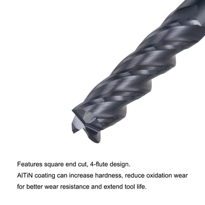 Harfington Carbide  Flute Square End Mill Milling Cutter Cutting Tool