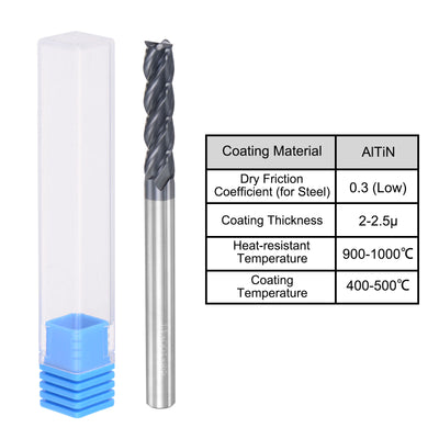 Harfington Carbide  Flute Square End Mill Milling Cutter Cutting Tool