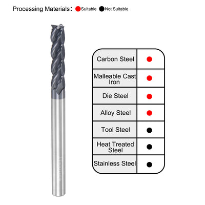 Harfington Carbide  Flute Square End Mill Milling Cutter Cutting Tool