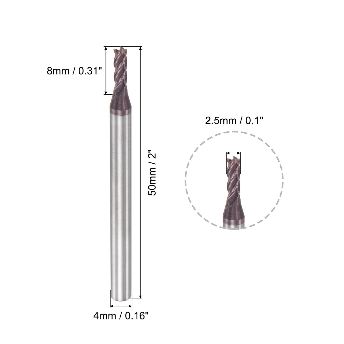 Harfington Carbide Square End Mill Milling Cutting Cutter
