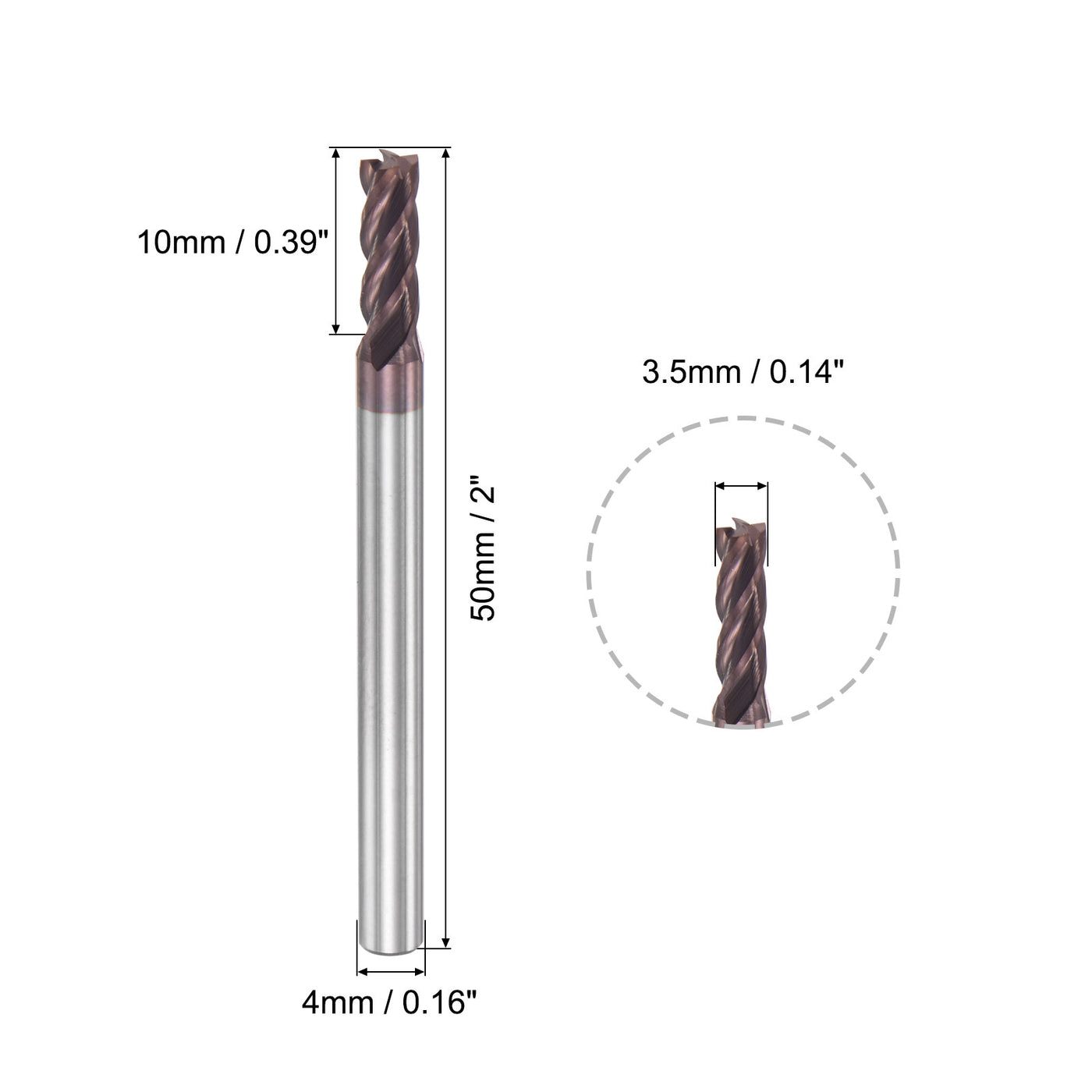 Harfington Carbide Square End Mill Milling Cutting Cutter