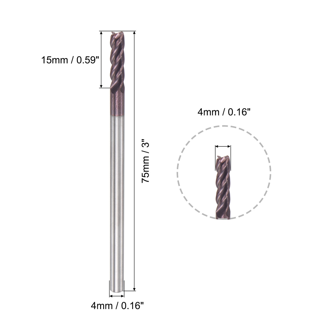 Harfington Carbide Square End Mill Milling Cutting Cutter