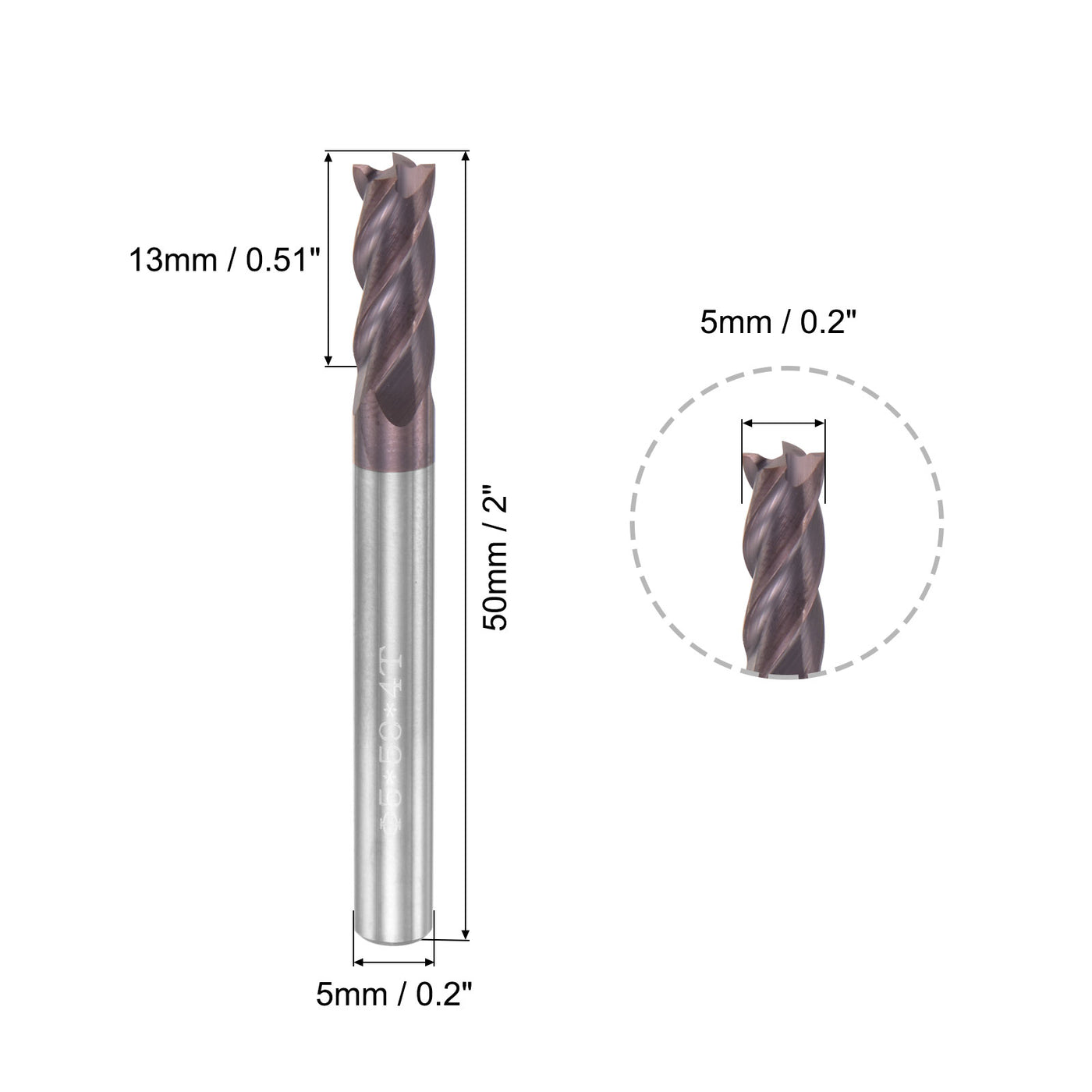 Harfington Carbide Square End Mill Milling Cutting Cutter
