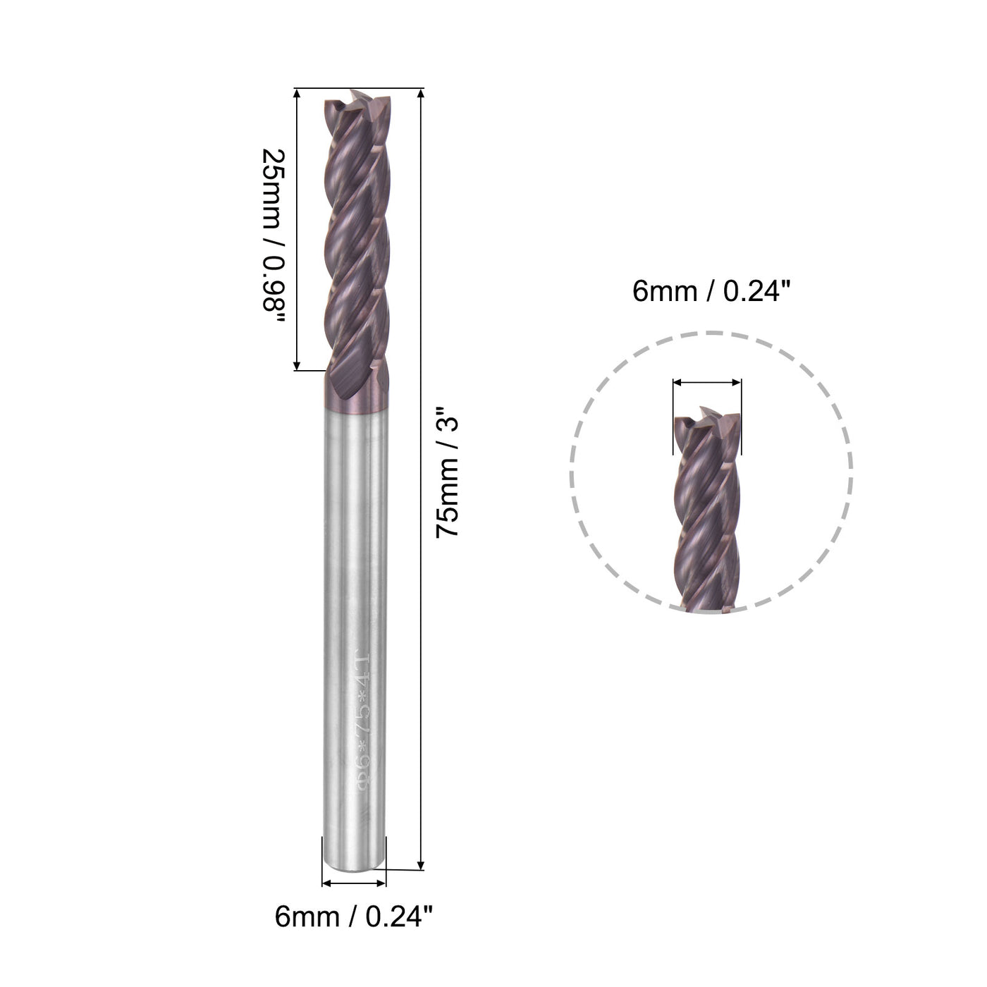 Harfington Carbide Square End Mill Milling Cutting Cutter