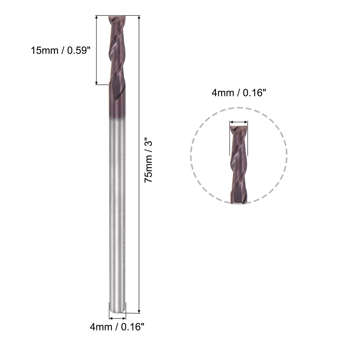 Harfington Carbide Coated Flute Square End Mill