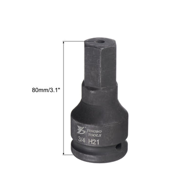 Harfington Impact Hex Bit Socket, High Carbon Steel Metric