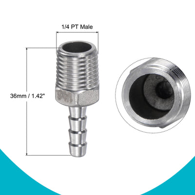 Harfington Hose Barb Fittings OD x PT Male Thread Stainless Steel Straight Pipe Connector for Water Air Fuel