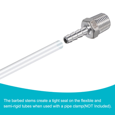 Harfington Hose Barb Fittings OD x PT Male Thread Stainless Steel Straight Pipe Connector for Water Air Fuel