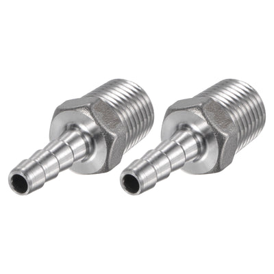 Harfington Hose Barb Fittings OD x PT Male Thread Stainless Steel Straight Pipe Connector for Water Air Fuel