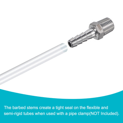Harfington Hose Barb Fittings OD x PT Male Thread Stainless Steel Straight Pipe Connector for Water Air Fuel