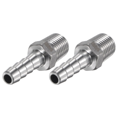 Harfington Hose Barb Fittings OD x PT Male Thread Stainless Steel Straight Pipe Connector for Water Air Fuel