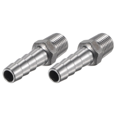 Harfington Hose Barb Fittings OD x PT Male Thread Stainless Steel Straight Pipe Connector for Water Air Fuel