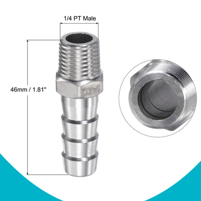 Harfington Hose Barb Fittings OD x PT Male Thread Stainless Steel Straight Pipe Connector for Water Air Fuel