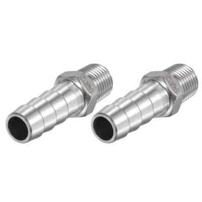 Harfington Hose Barb Fittings OD x PT Male Thread Stainless Steel Straight Pipe Connector for Water Air Fuel