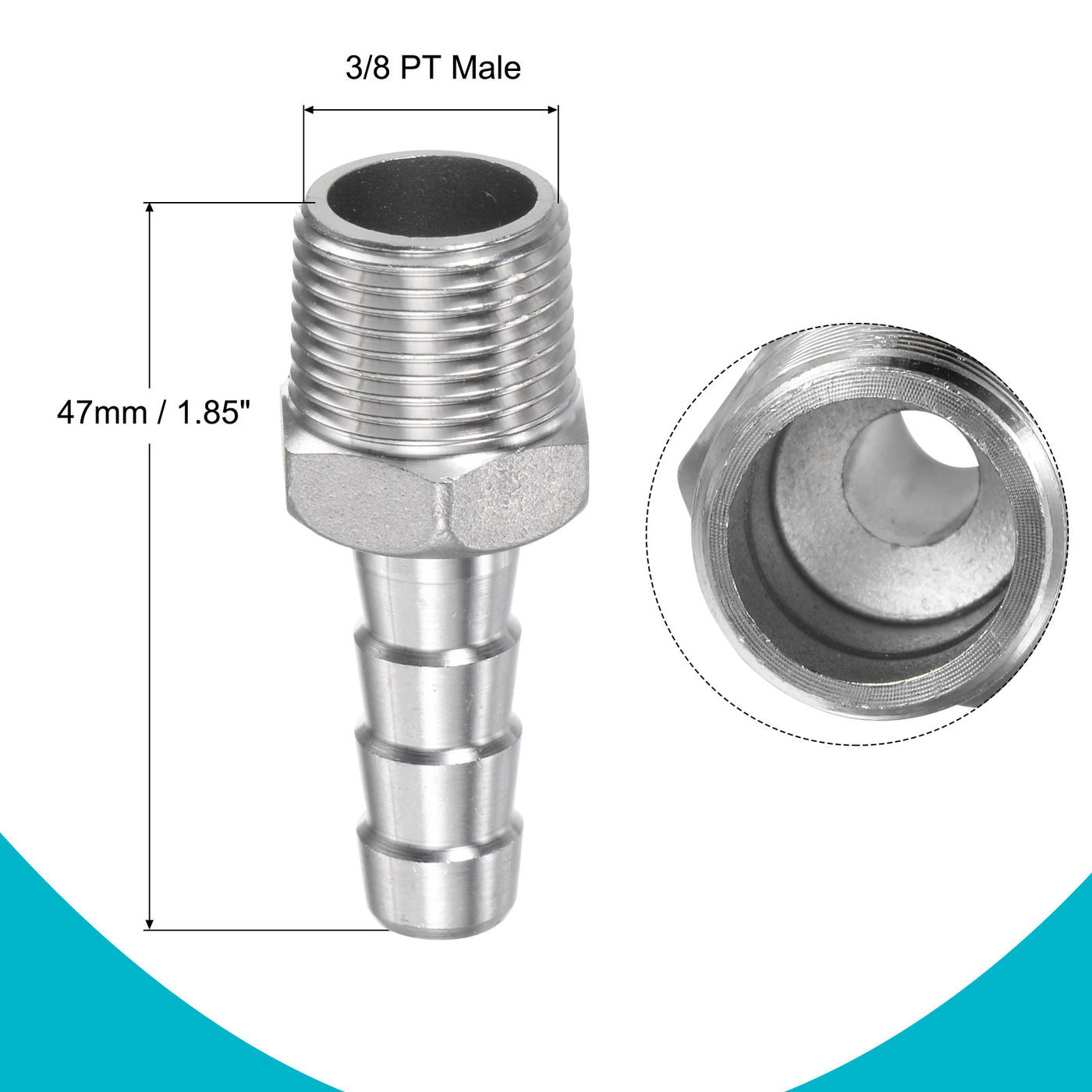 Harfington Hose Barb Fittings OD x PT Male Thread Stainless Steel Straight Pipe Connector for Water Air Fuel
