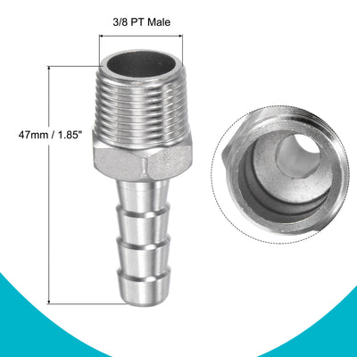 Harfington Hose Barb Fittings OD x PT Male Thread Stainless Steel Straight Pipe Connector for Water Air Fuel
