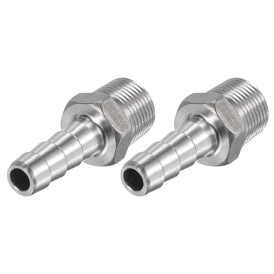 Harfington Hose Barb Fittings OD x PT Male Thread Stainless Steel Straight Pipe Connector for Water Air Fuel