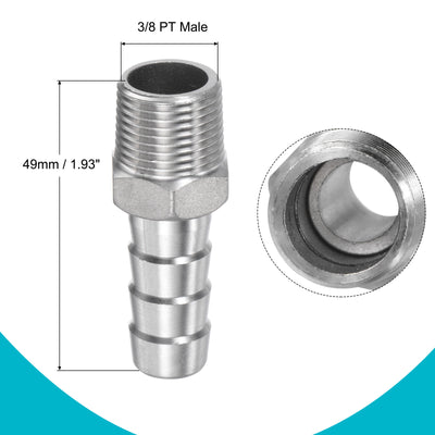 Harfington Hose Barb Fittings OD x PT Male Thread Stainless Steel Straight Pipe Connector for Water Air Fuel