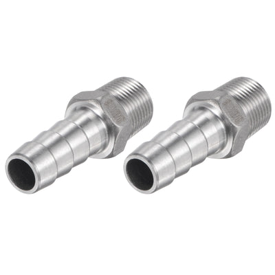 Harfington Hose Barb Fittings OD x PT Male Thread Stainless Steel Straight Pipe Connector for Water Air Fuel