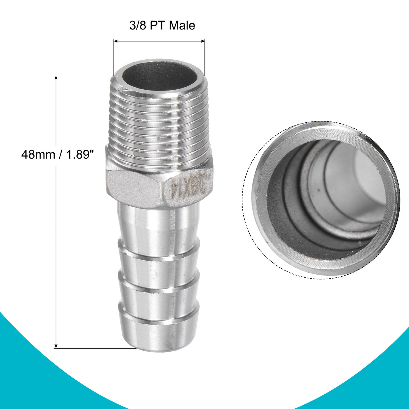 Harfington Hose Barb Fittings OD x PT Male Thread Stainless Steel Straight Pipe Connector for Water Air Fuel
