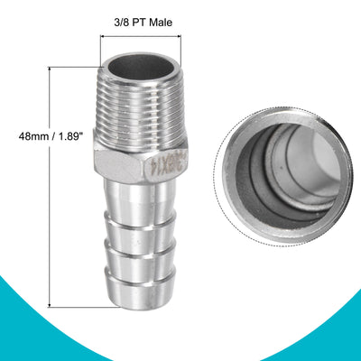 Harfington Hose Barb Fittings OD x PT Male Thread Stainless Steel Straight Pipe Connector for Water Air Fuel