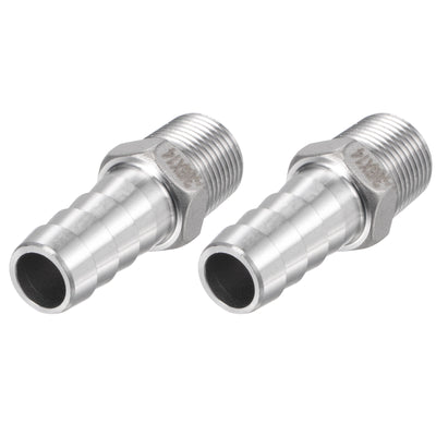 Harfington Hose Barb Fittings OD x PT Male Thread Stainless Steel Straight Pipe Connector for Water Air Fuel