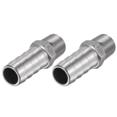 Harfington Hose Barb Fittings OD x PT Male Thread Stainless Steel Straight Pipe Connector for Water Air Fuel