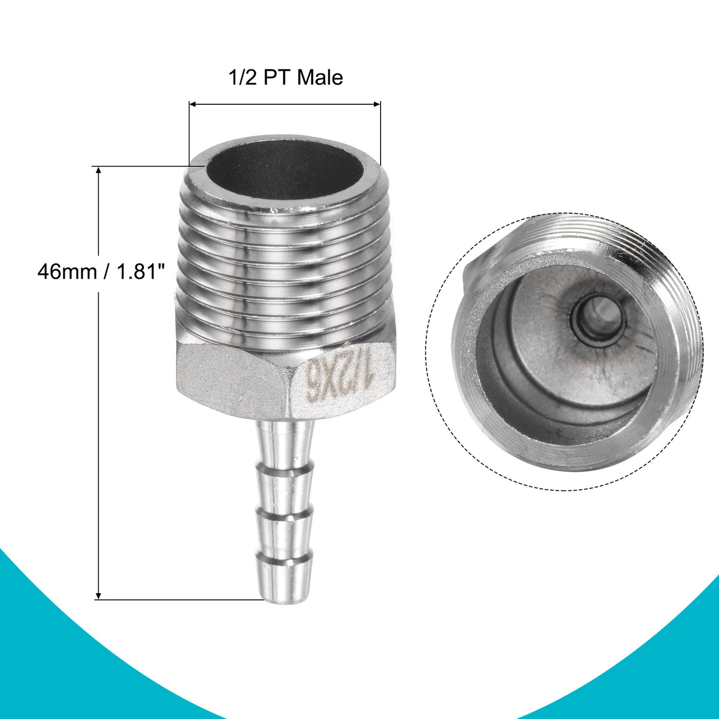 Harfington Hose Barb Fittings OD x PT Male Thread Stainless Steel Straight Pipe Connector for Water Air Fuel
