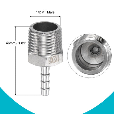 Harfington Hose Barb Fittings OD x PT Male Thread Stainless Steel Straight Pipe Connector for Water Air Fuel
