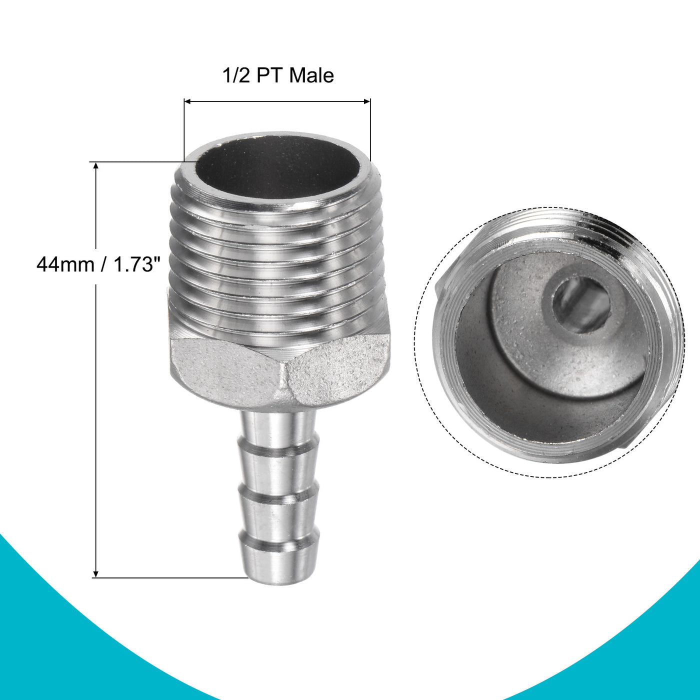 Harfington Hose Barb Fittings OD x PT Male Thread Stainless Steel Straight Pipe Connector for Water Air Fuel